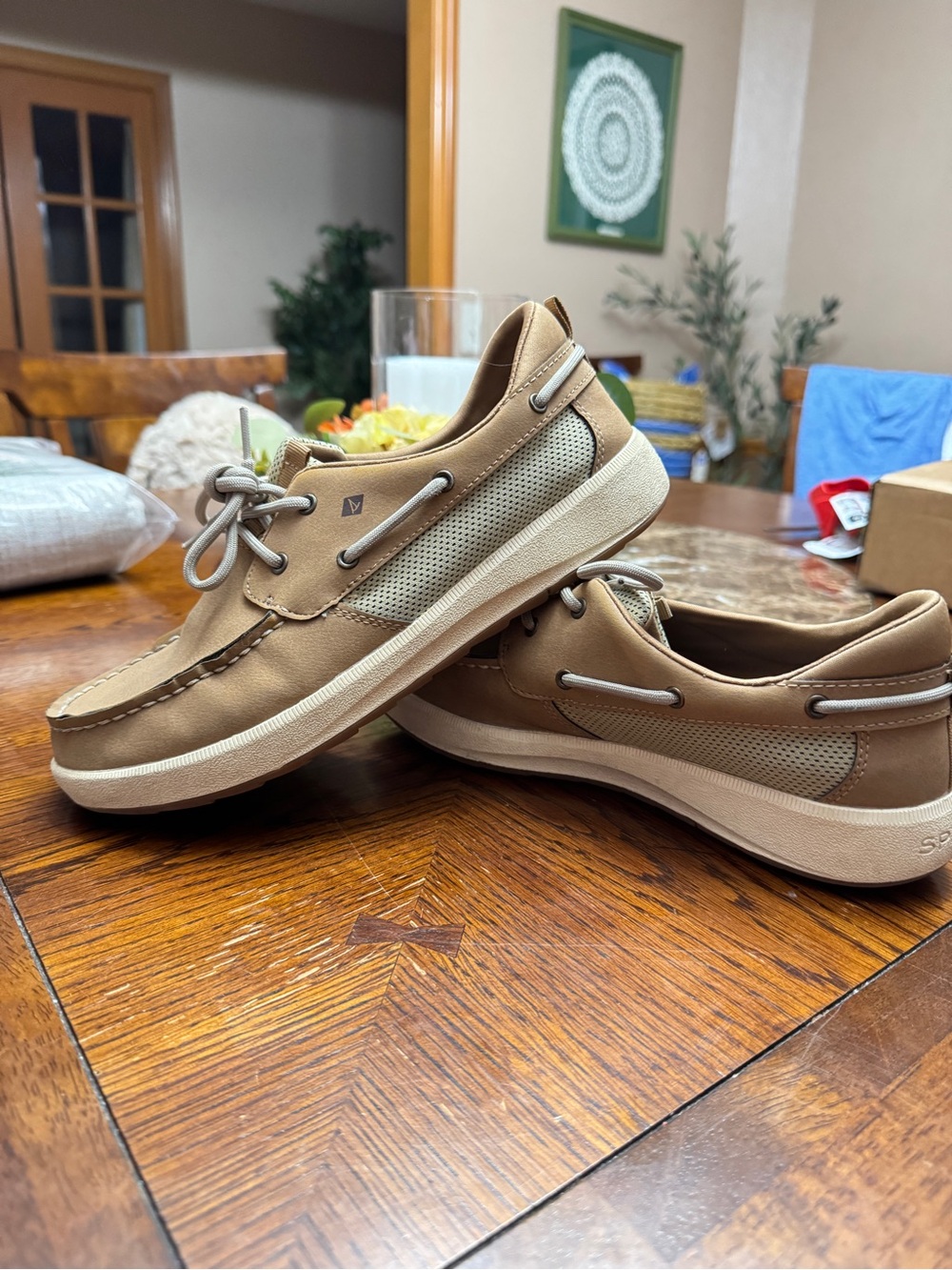 Sperry Men's Tan and Cream Boat Shoes 7M